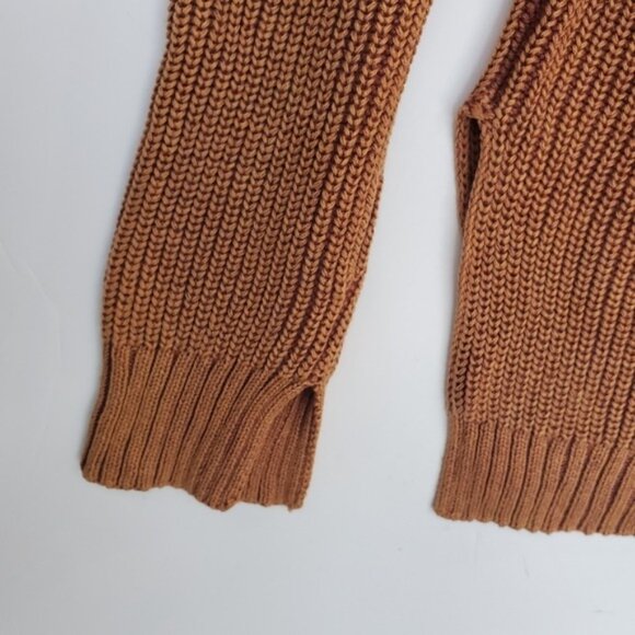 Braided Shoulder Sweater Split Cuff 100% Cotton Rust Brown EUC! Sz M - Picture 6 of 13